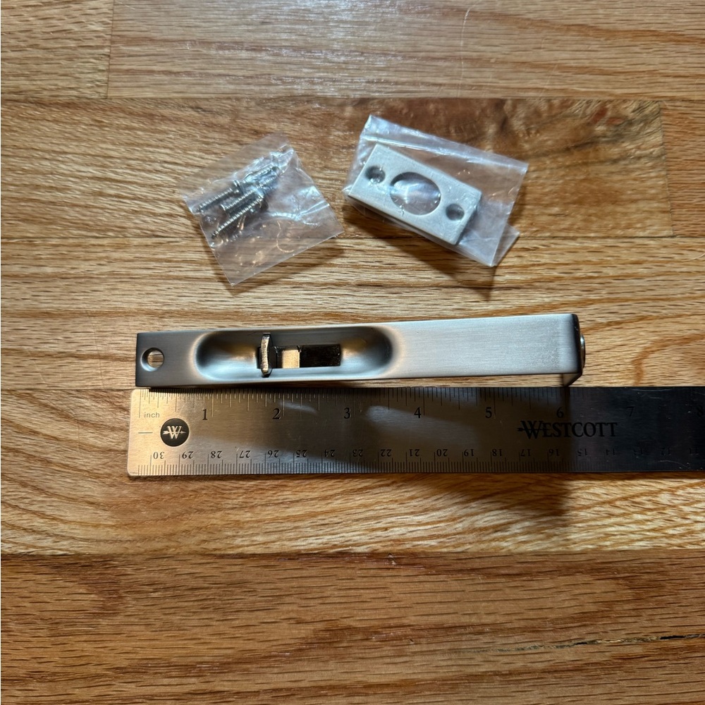Rejuvenation Flush Bolt 6”, Brushed Nickel